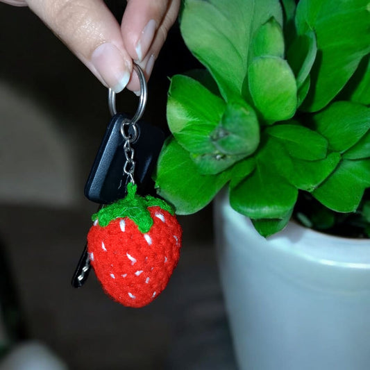 Handmade Crochet Strawberry Keychain – Cute & Unique Accessory